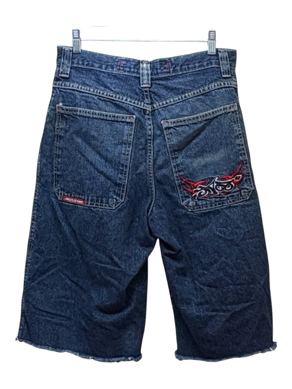 JNCO Vintage Y2K Tribal Flame Embroidered Wide Leg Skate Jorts Size 32